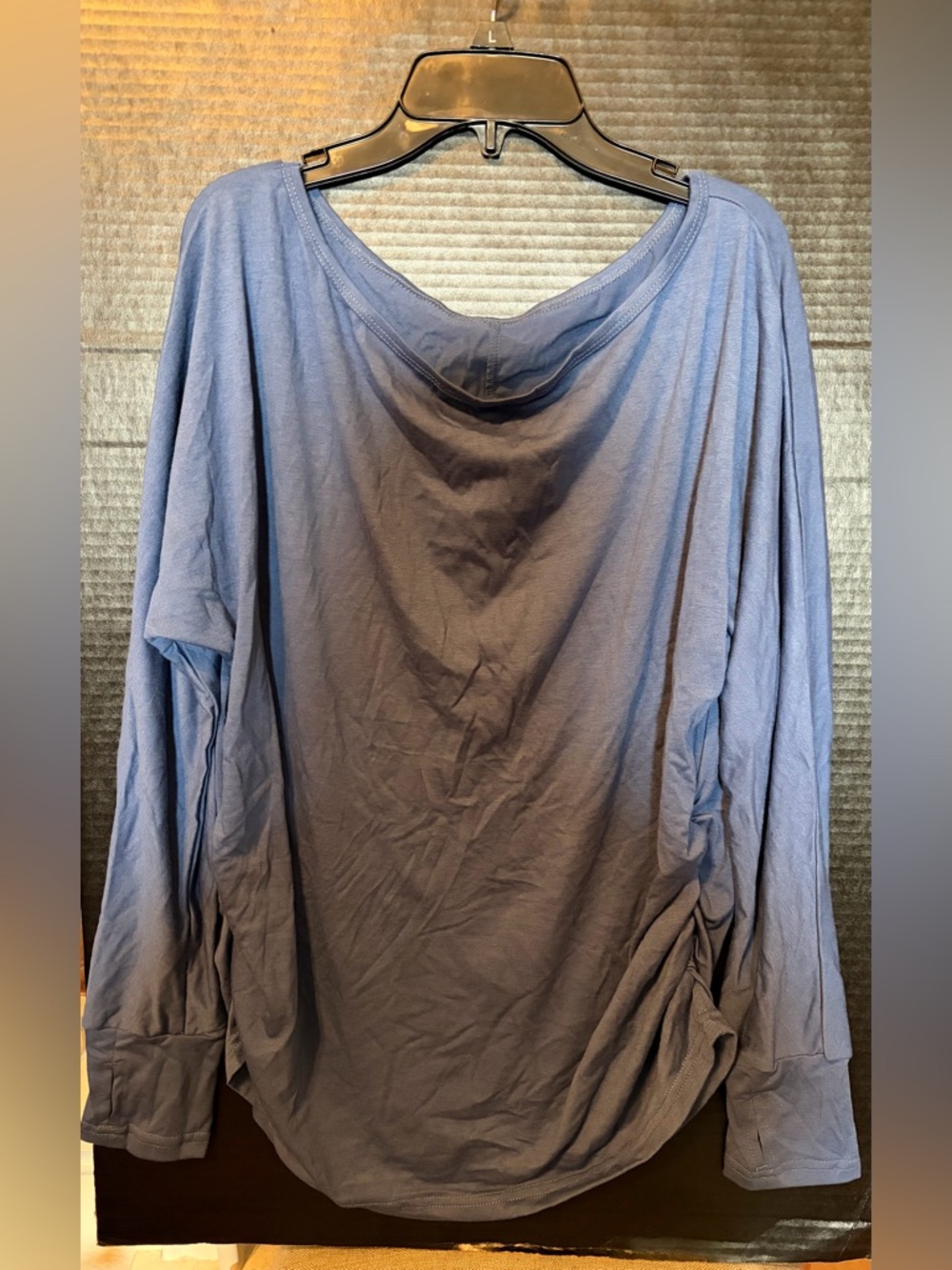 Relaxed Boatneck Long-Sleeve Top in Dusty Blue